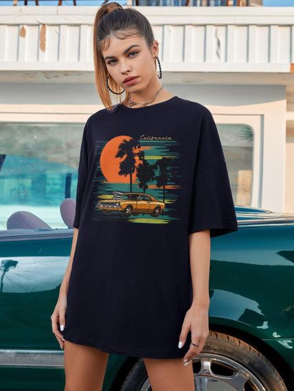 Футболка женская с принтом повседневная S Черная