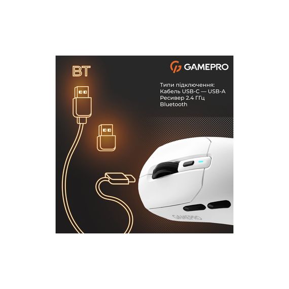 Мишка GamePro Genesis Airmaster Wireless/Bluetooth/USB White (GM167W) | Зображення 9
