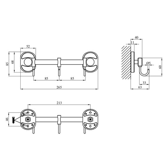 Гачок для ванної кімнати Kroner KRM Elbe - ACC2914-3 (CV022875) | Зображення 1