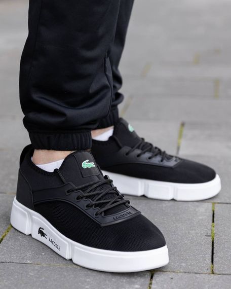 Кросівки літні Lacoste сітка колір: чорний - білий | Зображення 1