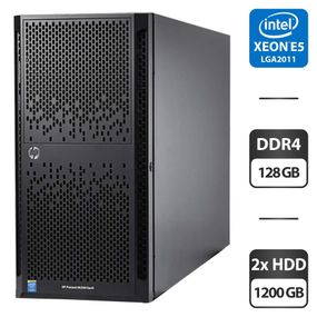 Сервер HP ProLiant ML350 Gen 9 Tower / 2x Intel Xeon E5-2683 v3 (14 (28) ядер по 2.0 - 3.0 GHz) / 128 GB DDR4 / 2x 1200 GB HDD (SAS) / Raid P440 / 2x 500W б/у