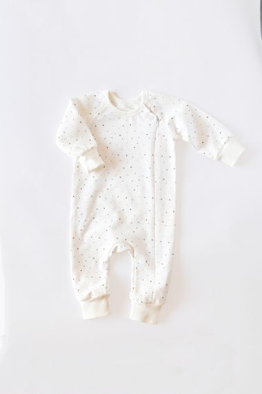 Ромпер для малюка на блискавці двонитка з начосом, розмір 68-92 принт Горошок