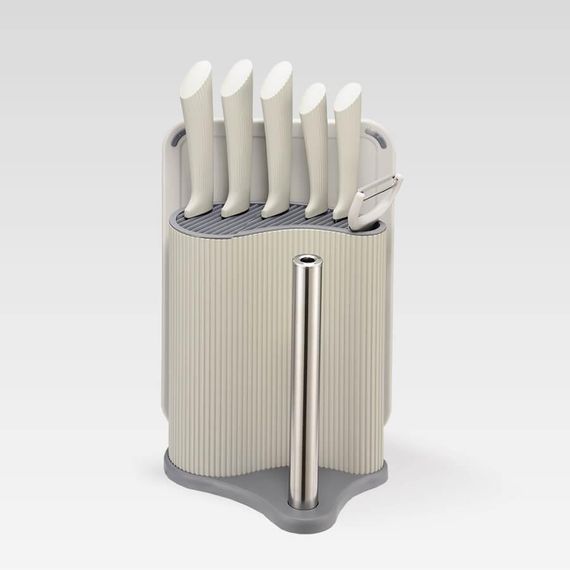 Набор кухонных ножей с подставкой и разделочной доской Maestro MR-1413-GREY, 8 предметов, серый