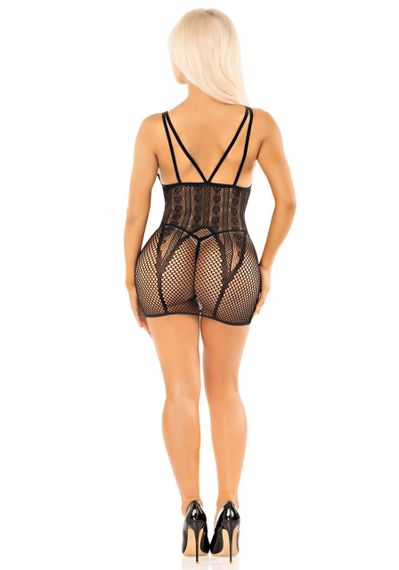 Бодістокінг Leg Avenue Heart Net Mini Dress One Size Black sexstyle | Зображення 3