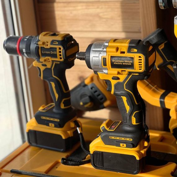 Набір акумуляторних інструментів 4в1 68V з дрилем-шуруповертом, гайковертом, перфоратором та болгаркою в кейсі XPRO 4030-Yellow/Black (47819-40-30_4635) | Зображення 5