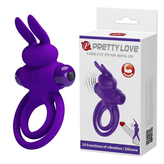 Ерекційне кільце PRETTY LOVE Penis Ring з подвійним кільцем, фіолетове Sex Aura