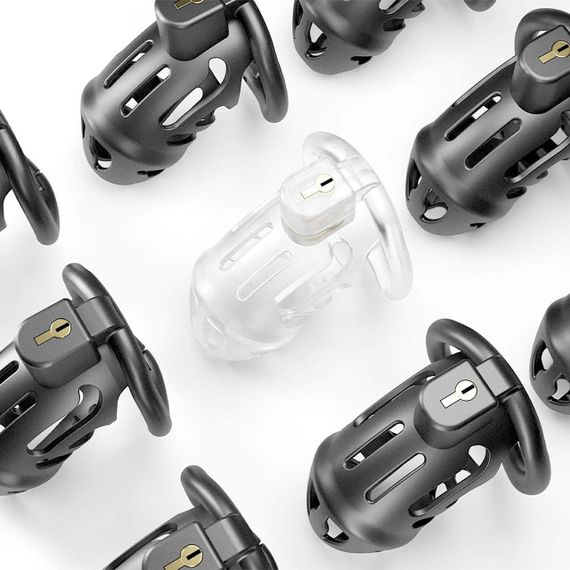 Клітка для пеніса LOCKINK SEVANDA Plastic Penis Chastity Cage, чорна, 3 кільця різних розмірів Sex Aura | Зображення 7