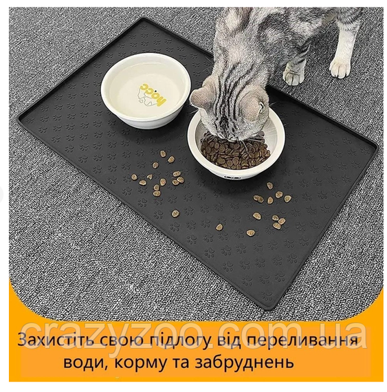 Силиконовый коврик под миску для собак и котов EcoToys черный 48х30 см 800316 | Зображення 2