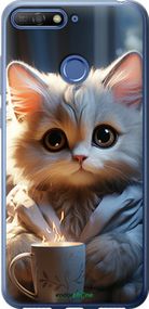 Чохол на Huawei Honor 7A Pro Білий кіт "5646t-1440-2448"