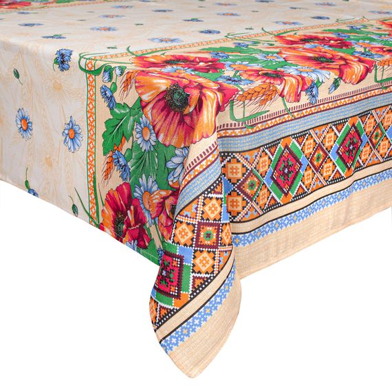 Скатертина Home Line 66683 Україна 150x150  Бавовна Червоний, Жовтий