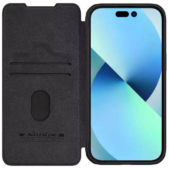 Шкіряний чохол-книжка Nillkin Qin Pro Camshield для Apple iPhone 15 (6.1") Чорний | Зображення 3