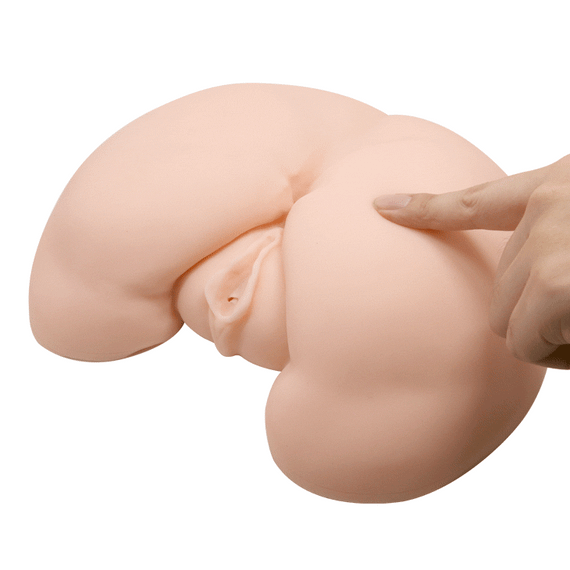 Мастурбатор попка с двумя отверстиями с вибрацией, бежевый, 25 × 22 см Sex Aura | Зображення 5
