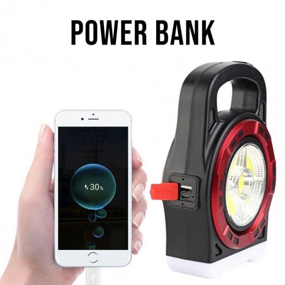 Переносной фонарь прожектор 6678С-3LED+5COB с солнечной панелью и функцией Power Bank, ручной прожектор | Зображення 3