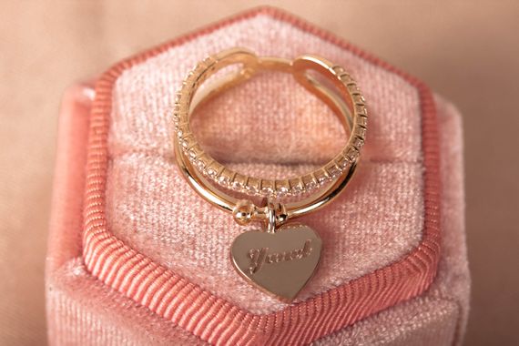 Кольцо из желтого и белого золота с сердечком 16 | Зображення 1