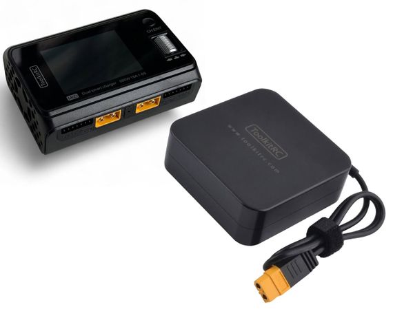 Зарядний пристрій ToolkitRC M6D 500W 15A 1-6S з блоком живлення ToolkitRC ADP100 100W 20V/5А, XT60