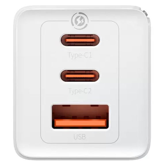 МЗП Baseus GaN5 Pro 65W 2Type-C+USB 100W EU (CCGP12020) White | Зображення 2