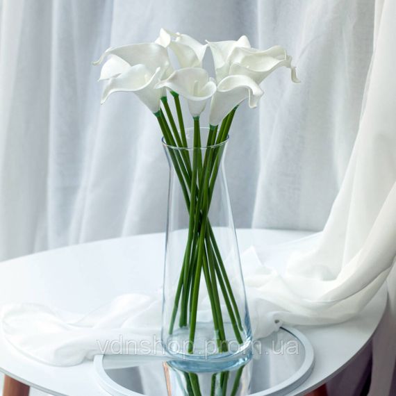Калла на ніжці штучна В-21 см Упаковка 10 шт. Колір: білий WG-78