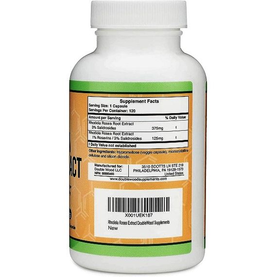Радіола Double Wood Rhodiola Rosea Extract 500 mg 120 Caps | Зображення 1