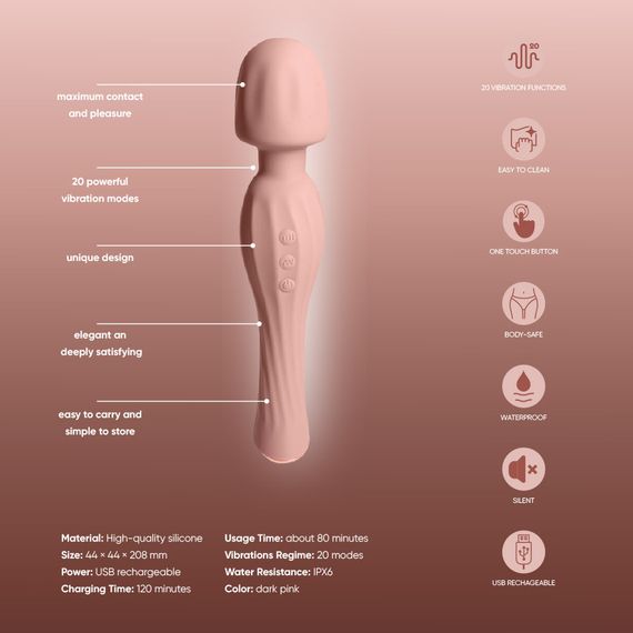 Вибратор-микрофон 28 режимов Sweet Em, тёмно-розовый Sex Aura | Зображення 3