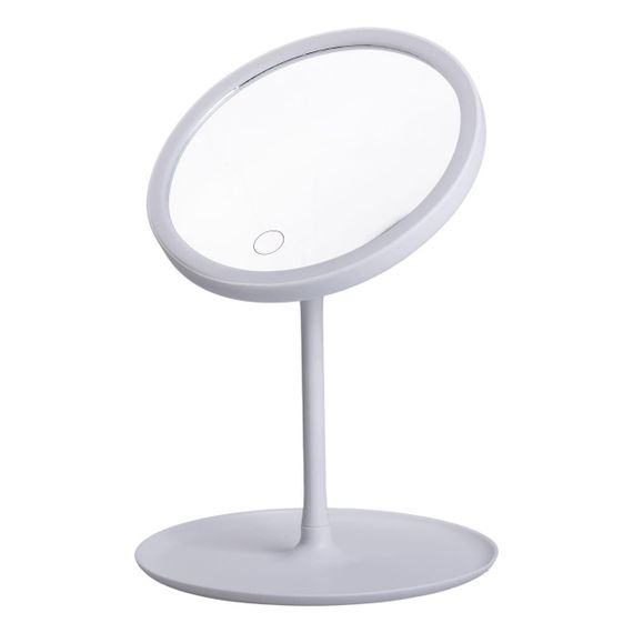 Дзеркало з підсвічуванням кругле настільне кругле косметичне Ø15.3 см дзеркало для макіяжу косметичне Біле | Зображення 1