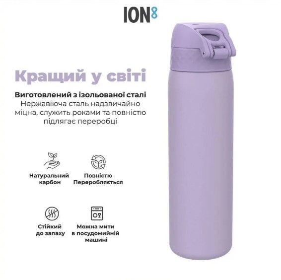 Пляшка для води металева вакуумна IION8 500 мл Vacuum Insulated Light Purple (I8TS500PERI) | Зображення 8