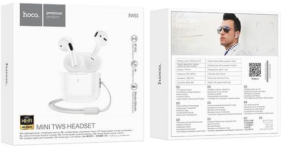 Наушники беспроводные HOCO EW53 Lucky true wireless BT headset White | Зображення 2