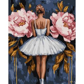 Картина за номерами "Балерина з рожевими півоніями" ©art_selena_ua KHO8662, 40x50 см
