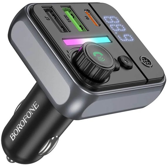 АЗП FM модулятор Borofone BC50 Ascenso PD20W+QC3.0 18W (2USB-A/1C) Black | Зображення 2