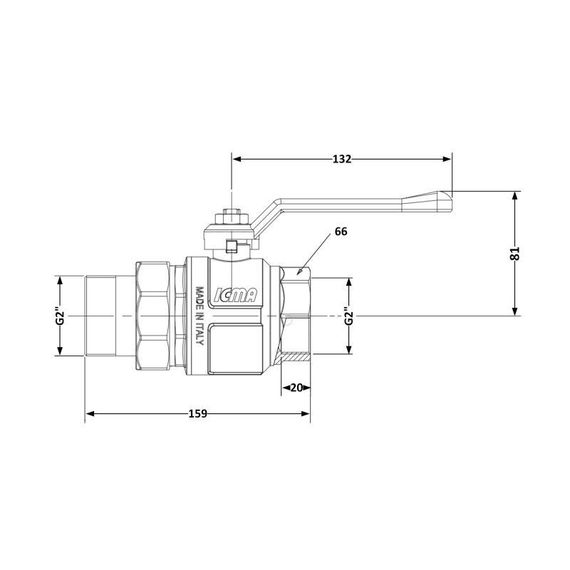 Кран кульовий "Американка" Icma 2″ (PN40) прямий №347 | Зображення 1