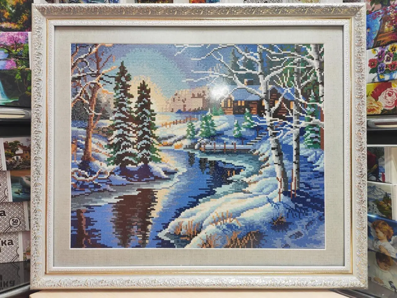 Алмазная мозаика Зимний пейзаж 40х50 см ColorArt SP028 | Зображення 5