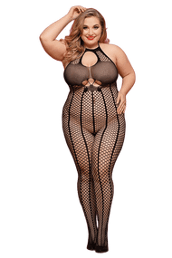 Бодистокинг-халтер JSY «Сети Арии» Черный Plus Size (XL/2XL/3XL)