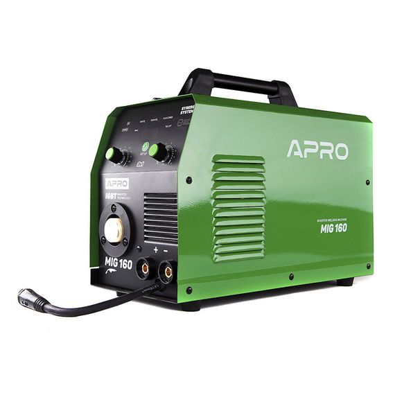 Сварочный полуавтомат инверторный APRO MIG-160, 20-160А, ел.4мм, пр.0.8-1мм 5кг 2.5+1.5+3м (набор кабелей) | Зображення 2