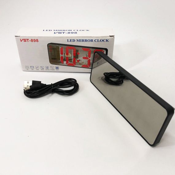 Електронний настільний LED годинник від USB VST-898-4 з будильником і термометром оригінальний настільний годинник | Зображення 6