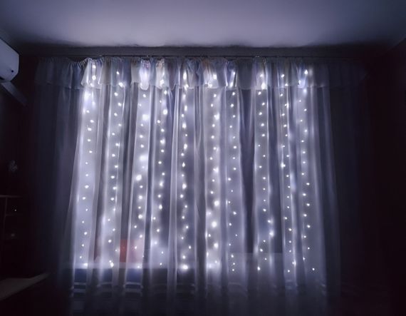 Гірлянда штора 3x2 метри, 200LED, "світлодіодні краплі" від USB, холодний білий колір, 8 режимів + пульт