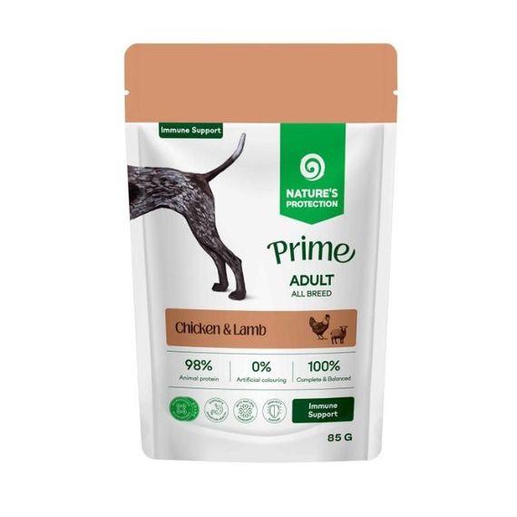 Вологий корм для собак з куркою та ягнятком Nature's Protection Prime Immunity Support Dogs Chicken And Lamb, 85 гр