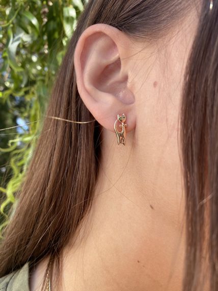Детские золотые сережки кошечки | Зображення 6