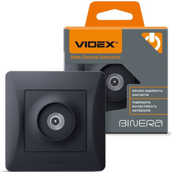 Телевизионная розетка TV VIDEX BINERA VF-BNSK1TVME-BG черный графит | Зображення 1