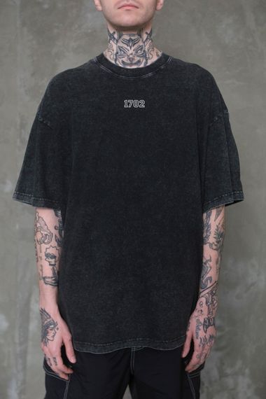 Виварена Оверсайз Футболка Without Washed З Принтом Streetwear Black | Зображення 2