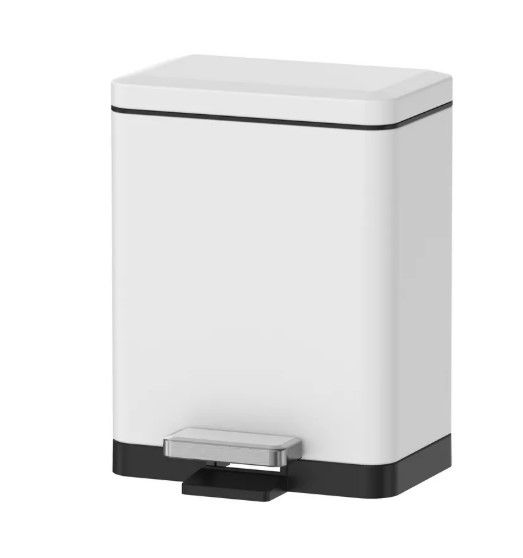 Відро для сміття Koer TC-010306-08 з плавним закриттям, прямокутне, 6 л, білий (KR5601)