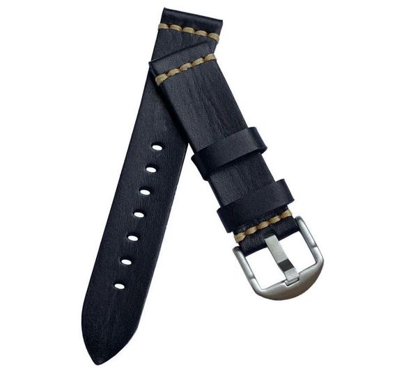 Кожаный ремешок Primolux C052B Steel buckle для часов Samsung Galaxy Watch 3 41mm (SM-R850) - Black