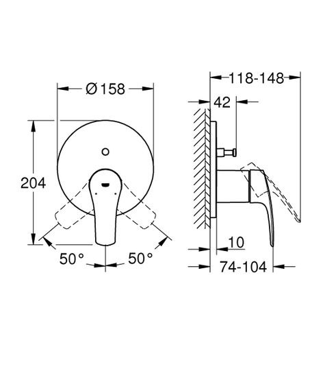 Змішувач прихованого монтажу на 2 споживача Grohe Eurosmart New (24043003) | Зображення 3