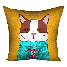 Подушка габардинова з принтом Нехай все буде тепло! 30x30 (3P_DOG068)
