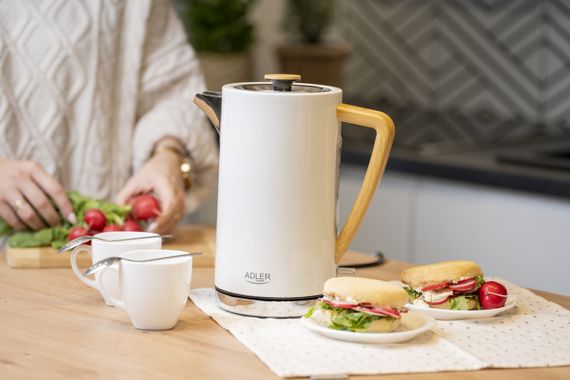 Електрочайник з нержавіючої сталі Adler AD 1347 білий 1,7 л, 2200 Вт | Зображення 7