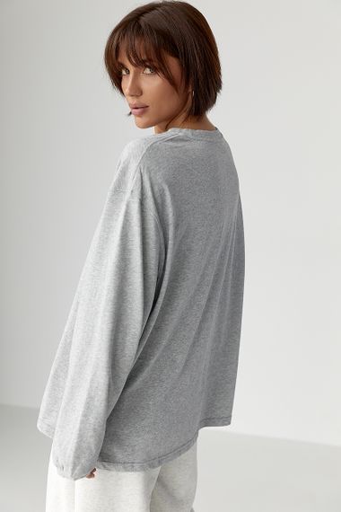 Лонг вільного фасону з написом - сірий цвет, ONE SIZE (є розміри) | Зображення 1