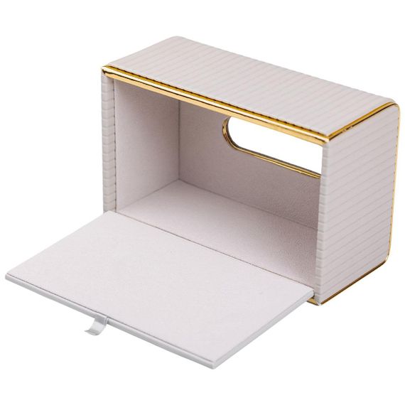 Серветниця з еко шкіри 21.5х13х9 см органайзер для серветок на стіл Сірий HP-3-204G | Зображення 3