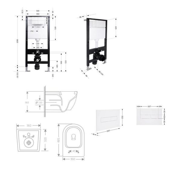 Готовое решение Qtap для ванной комнаты: подвесной унитаз Jay Rimless 485x360x320 + комплект инсталляции Standard (линейная | Зображення 1