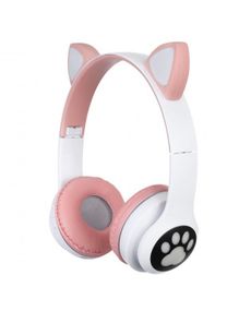 Навушники бездротові Cat Ear VZV-23M Bluetooth з RGB підсвіткою і котячими вушками Рожеві