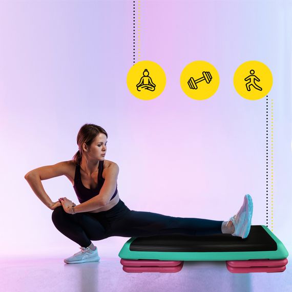 Степ-платформа 3-ступінчаста Cornix Pro 109 х 41 х 10-20 см XR-0402 Violet/Turquoise/Black | Зображення 4