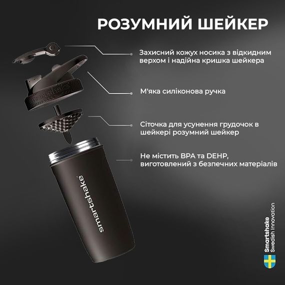 Спортивний шейкер SmartShake металевий Reforce Stainless Steel 30oz/900ml Navy Blue | Зображення 8