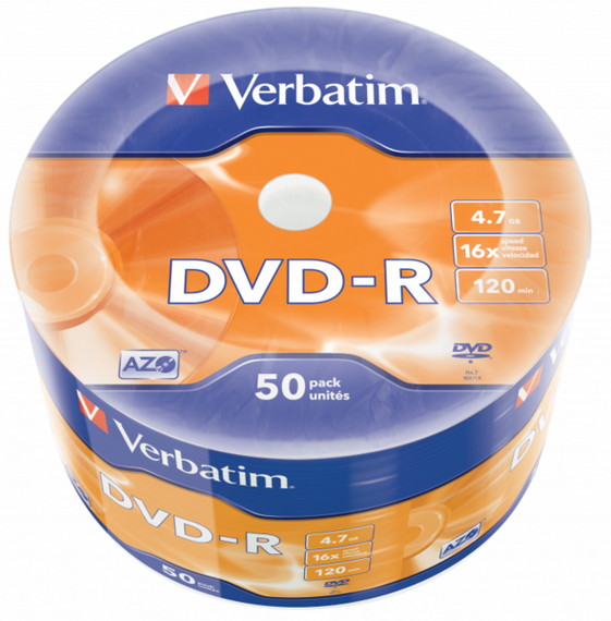Диск Verbatim DVD-R 4,7Gb 16x Wrap 50 pcs (43788)